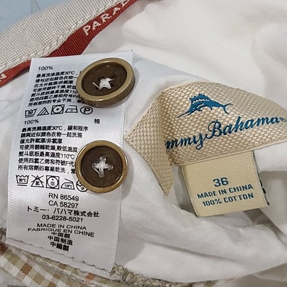 Tommy Bahama Plaid 10" Shorts Men's Size 36 100% Cotton - Picture 5 of 7